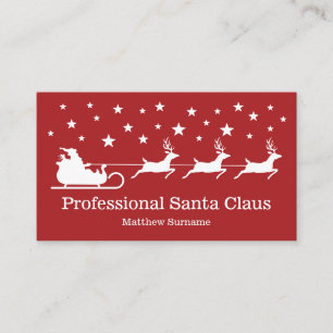 Röd Vit Tomte Sleigh Professionell Tomte Service Visitkort