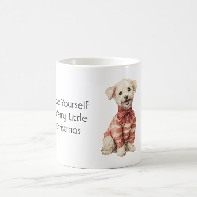 Röd Vit Tröja Hund Jul Kaffemugg (Center)