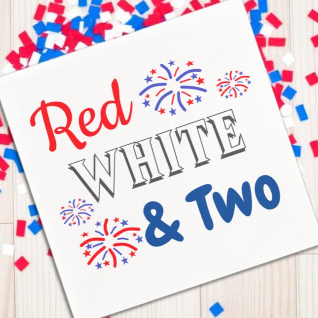 Röd Vit & Två 2-års födelsedag Pappersservett (Skapare uppladdad)