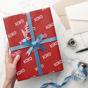 Röd Vit XOXO Bröllopsdusch Presentpapper