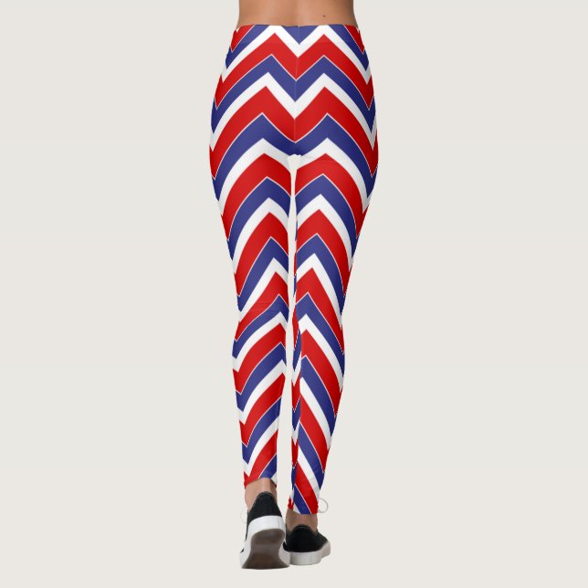 Röd-vita-blå-Chevron-LEGGINGS Leggings (Baksida)