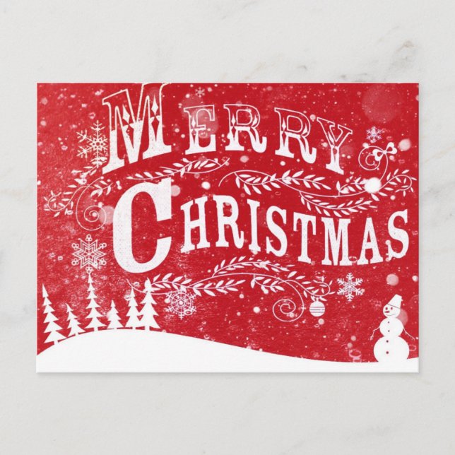 Röd vitjulinställning helg vykort (Framsida)