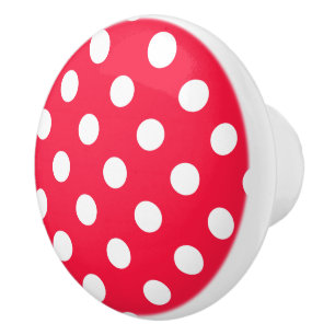 Röd & vitpolka dotsknopp/enhetshandtag knopp