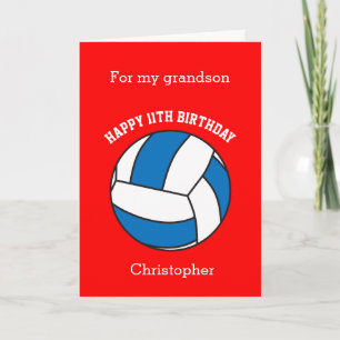 Röd volleyboll 11-årsdag kort
