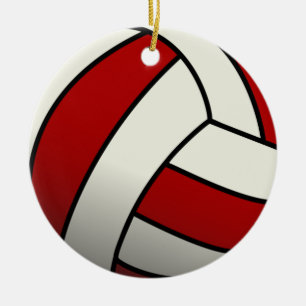 Röd volleyboll julgransprydnad keramik