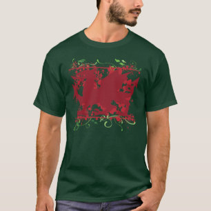 Röd walesisk drakemanar mörka T-tröja T Shirt