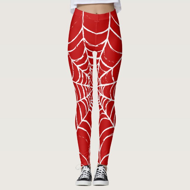 Röd Webben Leggings (Framsida)