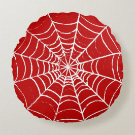 Röd Webben Rund Kudde