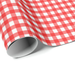 Röd| White Gingham Wrapping Papprare Presentpapper