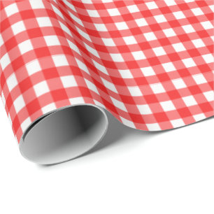 Röd White Gingham Wrapping Papprare Presentpapper