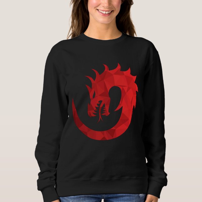 Röd Wyvern Circle Gothic Tröja - Mörk Fantasy (Framsida)