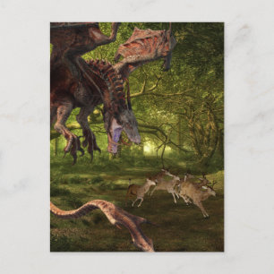 Röd Wyvern-drake i skogen Vykort