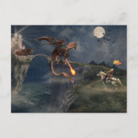 Röd Wyvren-drake VS Riddare