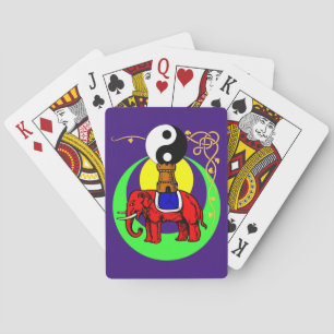 Röd Yin-Yang elefant Casinokort