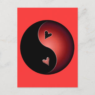 röd yin yang vykort