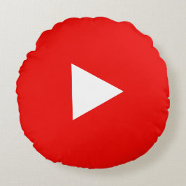 Röd YouTube Spelknapp Rund Kudde