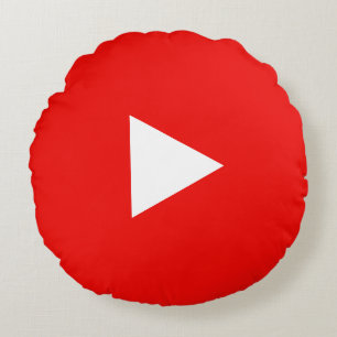 Röd YouTube Spelknapp Rund Kudde