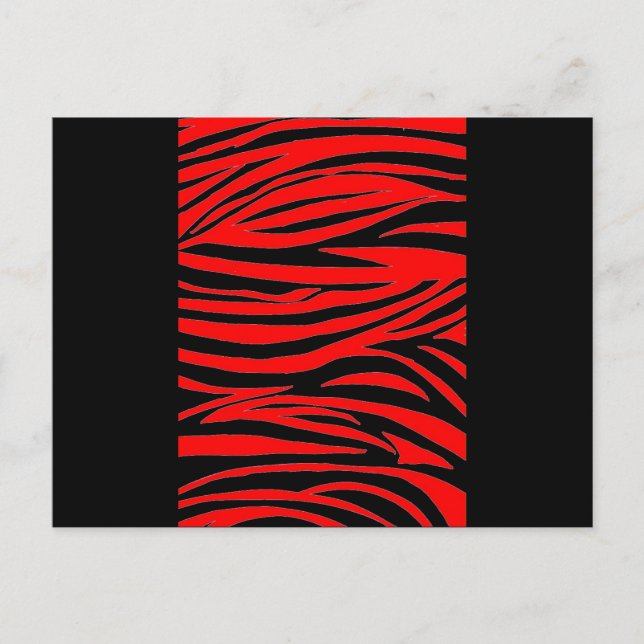 Röd zebra i svart och rött vykort (Framsida)