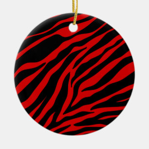röd zebra julgransprydnad keramik
