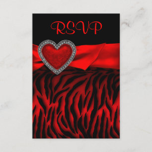 Röd Zebra Röd Hjärtan RSVP-kort OSA Kort