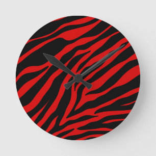 röd zebra rund klocka