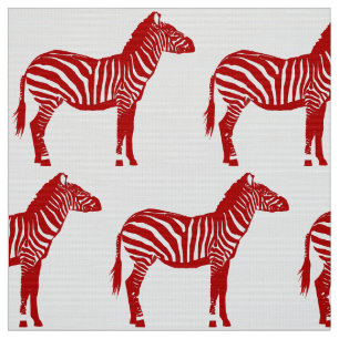 Röd zebra tryck - djupt - och vit tyg