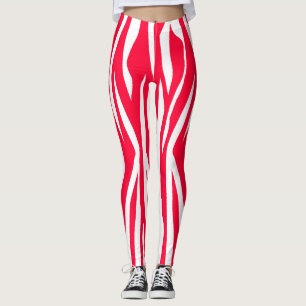 Röd zebra tryck leggings