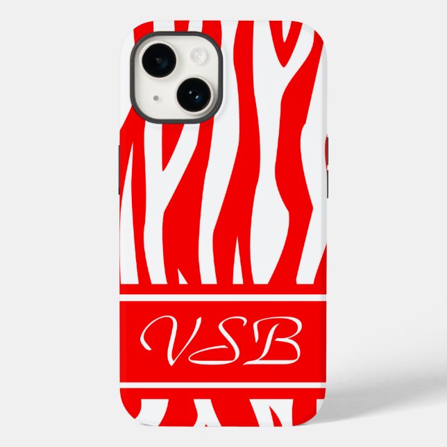 Röd Zebra tryck med monogram (Baksida)
