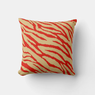 Röd zebra tryckpäls kudde