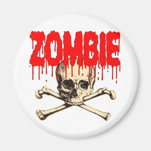 Röd Zombieskalle Magnet