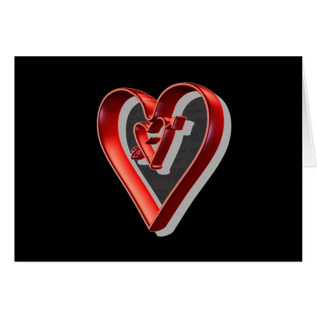 Röda 3D-hjärtan Hälsningskort (Framsidan Horizontal)