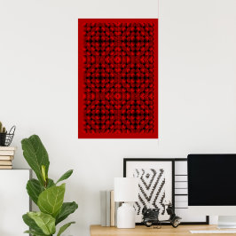 Röda 3D-optiska illusioner Geometriska sfärers mön Poster