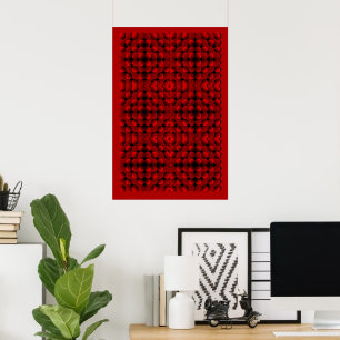 Röda 3D-optiska illusioner Geometriska sfärers mön Poster