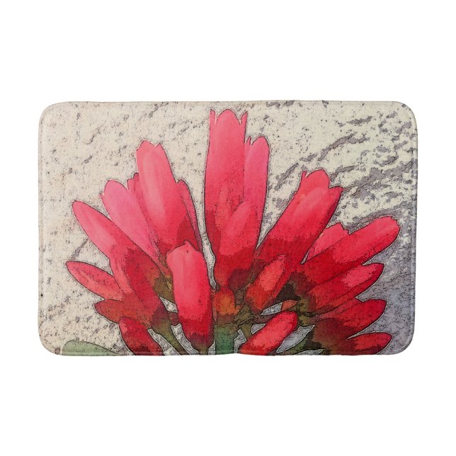 Röda Agave Blommor Badrumsmatta (Framsidan)