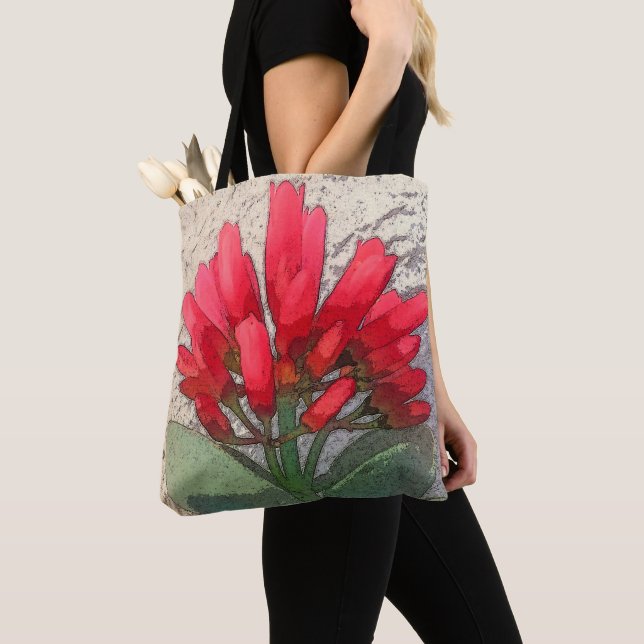 Röda Agave Blommor Tygkasse (Närbild)
