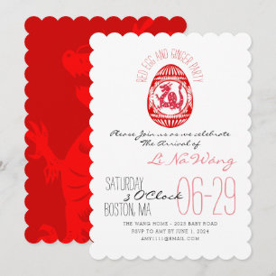 Röda ägg och ingefära Party Baby Inbjudan
