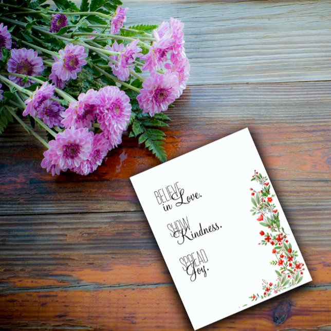 Röda akvarell botaniska blommönster hälsningar  julkort (Skapare uppladdad)