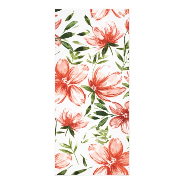 Röda akvarellblommor reklamkort (Framsidan)