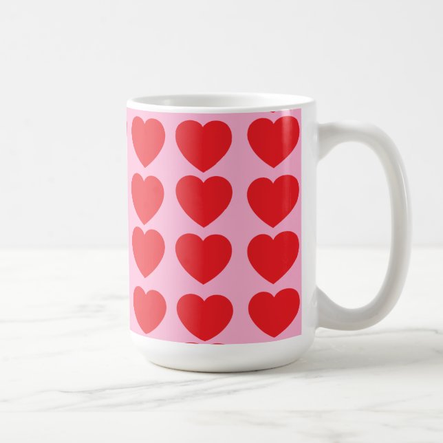 Röda Alla Hjärtansdags-hjärtan Kaffemugg (Höger)