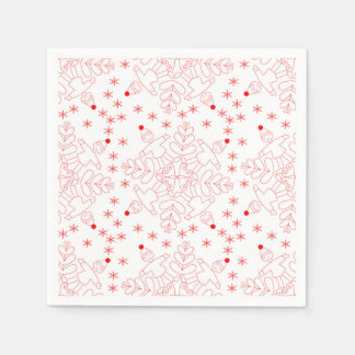 Röda älvar och snöflake mönster pappersservett