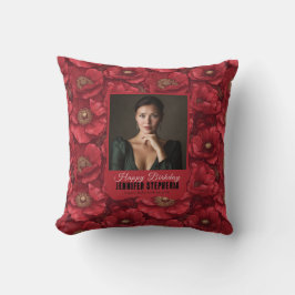 Röda Anemoner Blommig 70-årsfirande Event Kudde