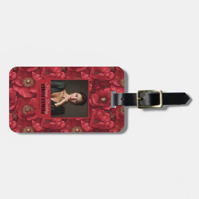 Röda Anemoner Tema 50-årsdag Feminint Bagagebricka (Horisontell Framsida)
