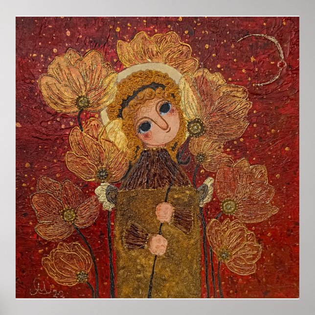 Röda ängelblommor poster (Framsidan)