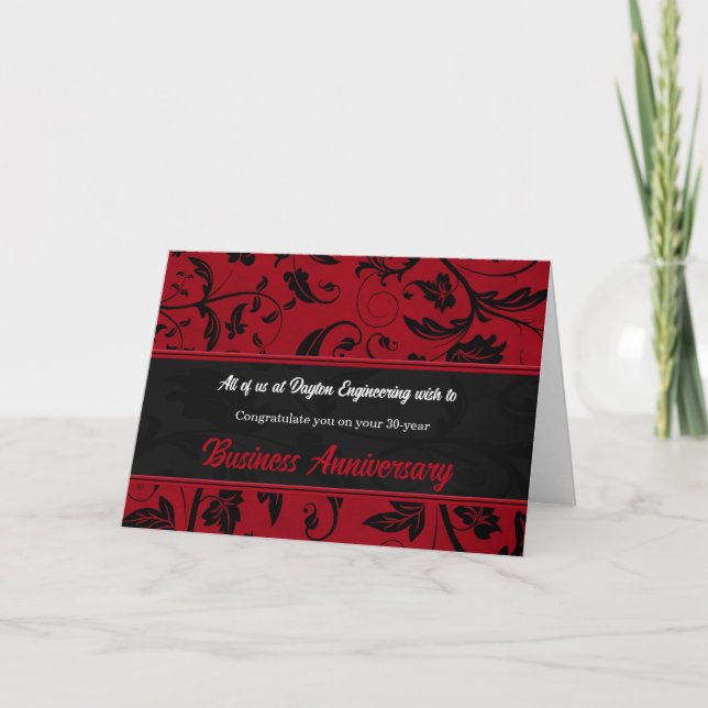 Röda Anpassningsbarna Front Red Damask på årsdagen Kort (Framsida)