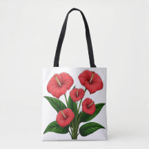 Röda Anthurium-blommor med gröna blad