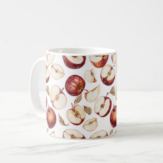 Röda äppelskivor frukt kaffemugg (Framsida vänster)