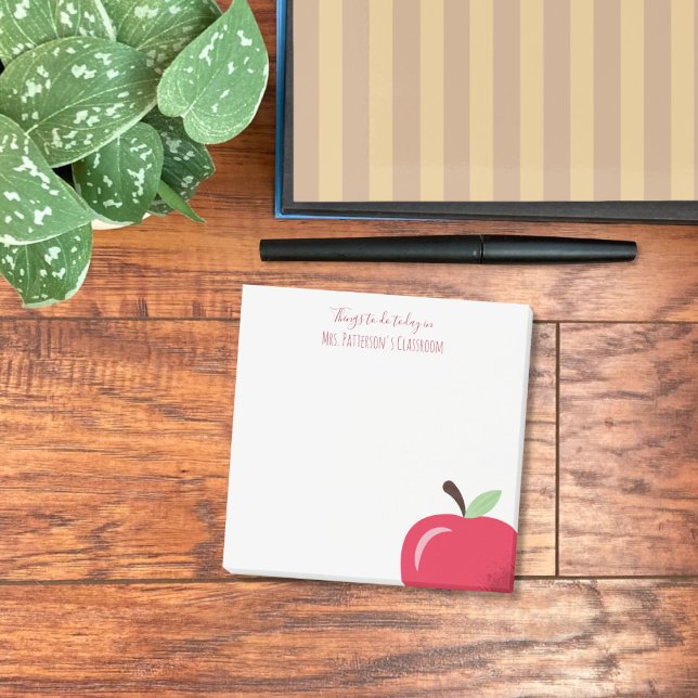 Röda äpple del lärare Små Post-It-lappar Post-it Block (Small square teacher post-it notes with part off a red apple .)