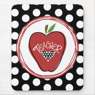 Röda Apple & polka dotslärare Mousepad Musmatta