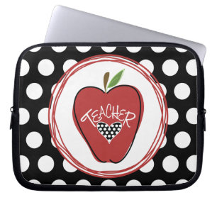 Röda Apple & polkaen pricker laptop sleeve
