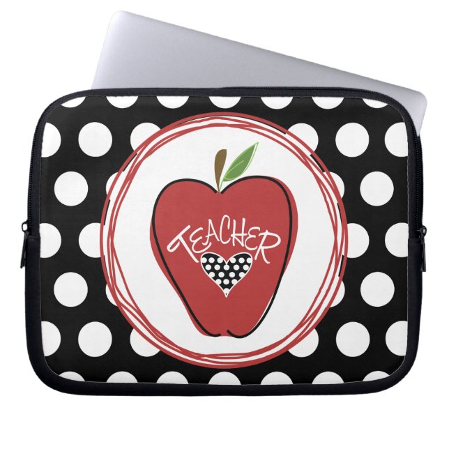 Röda Apple & polkaen pricker laptop sleeve (Framsidan)
